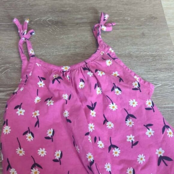 Hanna Andersson Pink Floral Pant Romper EUC Girls Sleeveless Jumpsuit Size 6/7 - Picture 4 of 6